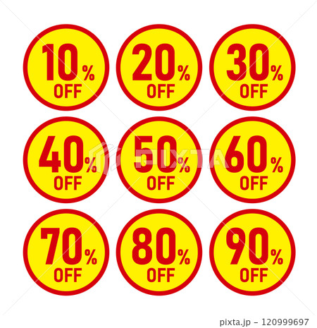 割引　セール 　値引ラベル ％OFF 120999697