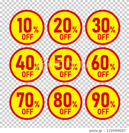 割引　セール 　値引ラベル ％OFF 120999697