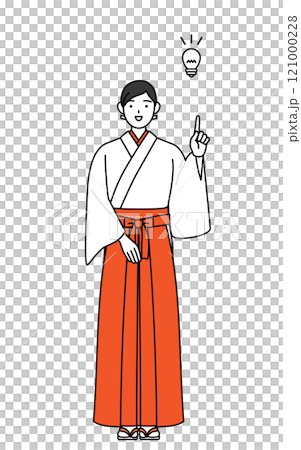 提出這個想法的巫女穿著白色的外套和猩紅色的袴 121000228