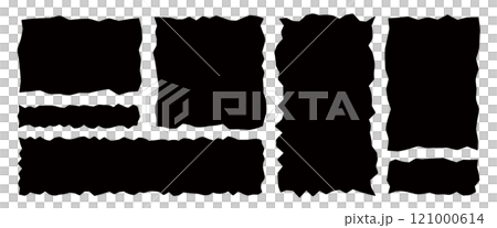 Rectangle and square frames with jagged rough edges. Frame set that looks like torn and worn paper. Grunge and vintage 121000614