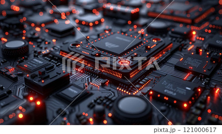 Digital data pathways visualized in an intricate 3D technological landscape Digital data pathways visualized in an intricate 3D technological landscape 121000617