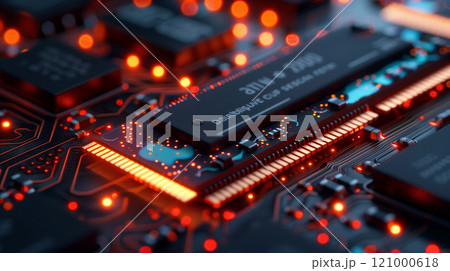 Advanced cybersecurity protocols illustrated in a detailed 3D rendering 121000618