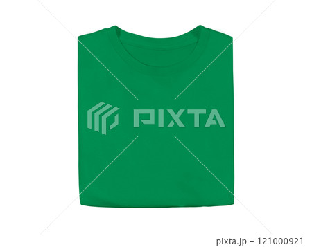 Irish Green colour blank fashion folded tee front mockup template 121000921