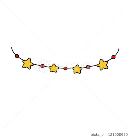 A yellow star chain with red stars hanging from it A yellow star chain with red stars hanging from it 121000950