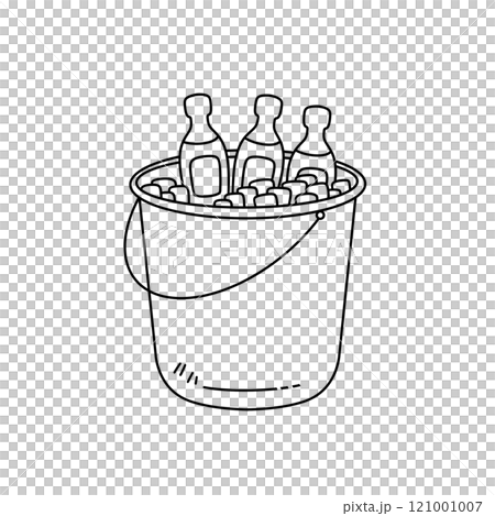 A bucket filled with ice and bottles of soda A bucket filled with ice and bottles of soda 121001007