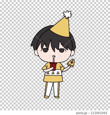 A cartoon character is holding a slice of pizza and a straw A cartoon character is holding a slice of pizza and a straw 121001093