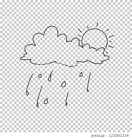 A drawing of a cloudy day with rain falling 121001214