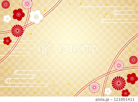 年賀状で使える水引の和柄金屏風背景素材1 年賀状で使える水引の和柄金屏風背景素材1 121001411