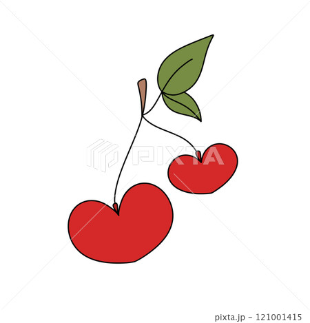 A red cherry with a green leaf on top A red cherry with a green leaf on top 121001415