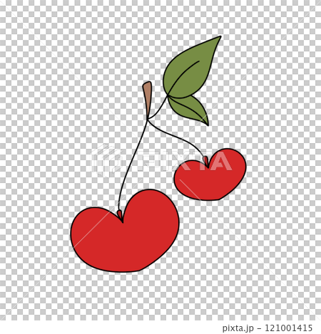 A red cherry with a green leaf on top A red cherry with a green leaf on top 121001415