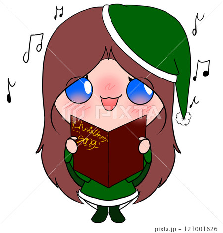 A girl is singing a Christmas song 121001626