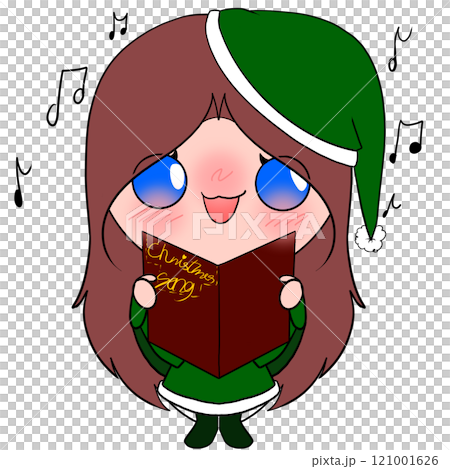 A girl is singing a Christmas song 121001626
