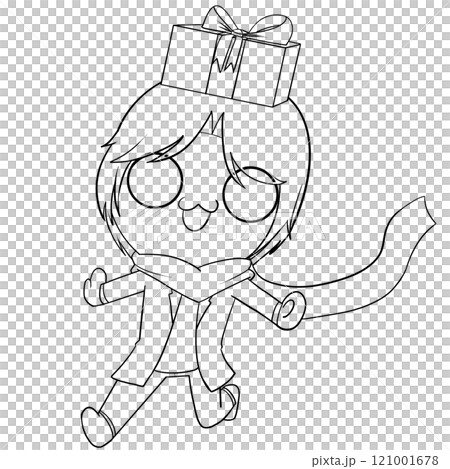 A cartoon character is holding a box with a bow on top of it A cartoon character is holding a box with a bow on top of it 121001678