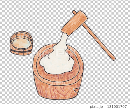 illustration of mochi pounding illustration of mochi pounding 121001707