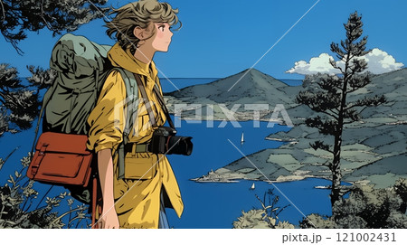 一人で撮影旅行に来ている若い女性