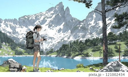 一人で撮影旅行に来ている若い女性