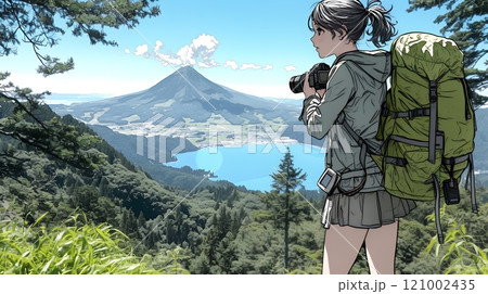 一人で撮影旅行に来ている若い女性