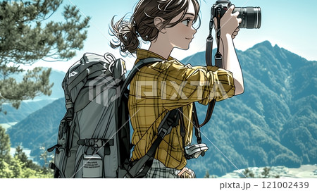 一人で撮影旅行に来ている若い女性