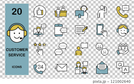 Customer service and customer center line icon set color Customer service and customer center line icon set color 121002640