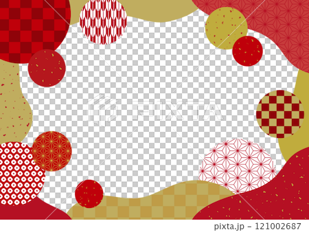 Japanese pattern circle and wave Japanese style frame / red 121002687