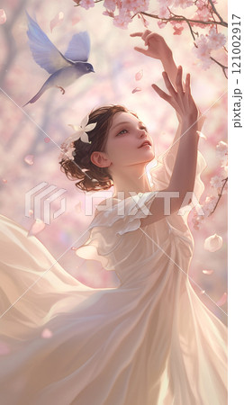 美しい白いドレスを着た女性のイラスト素材 [121002917] - PIXTA