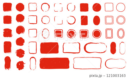 赤色の四角や丸型の落款アイコンセット 赤色の四角や丸型の落款アイコンセット 121003163