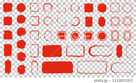 赤色の四角や丸型の落款アイコンセット 赤色の四角や丸型の落款アイコンセット 121003163