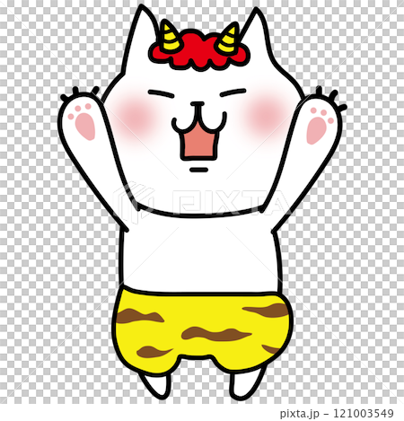 一隻打扮成惡魔的白貓,長著兩角,發出威脅的聲音。 一隻打扮成惡魔的白貓,長著兩角,發出威脅的聲音。 121003549