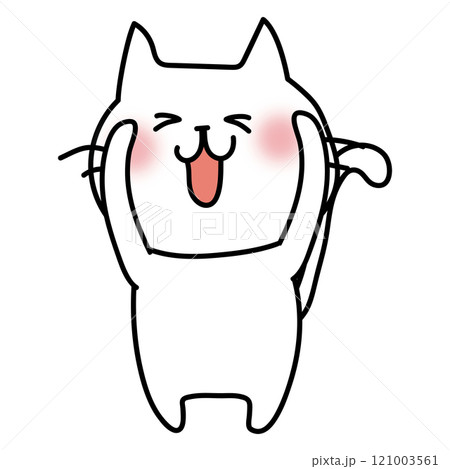 頭をさわっている白い猫 頭をさわっている白い猫 121003561