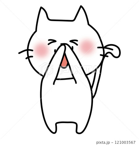 鼻をさわっている白い猫 121003567