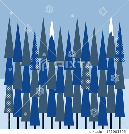 冬の雪の結晶と木の背景素材 121003596