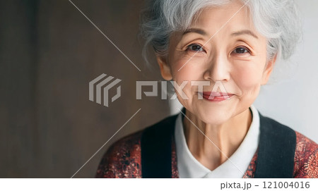 シニアの日本人女性のポートレート 121004016