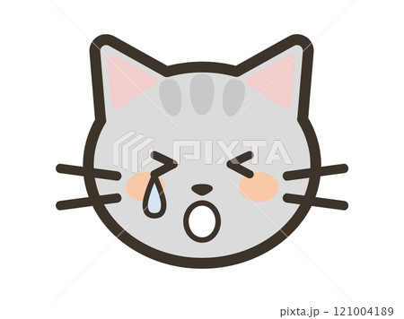 かわいいねこちゃんの泣いている顔アイコンイラスト 121004189