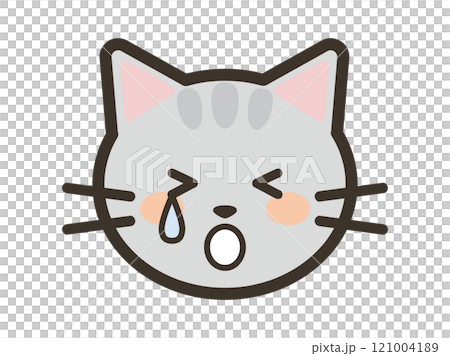 かわいいねこちゃんの泣いている顔アイコンイラスト 121004189