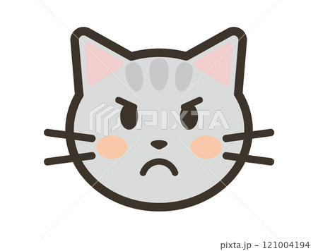 怒っているかわいいねこちゃんの顔アイコンイラスト 怒っているかわいいねこちゃんの顔アイコンイラスト 121004194