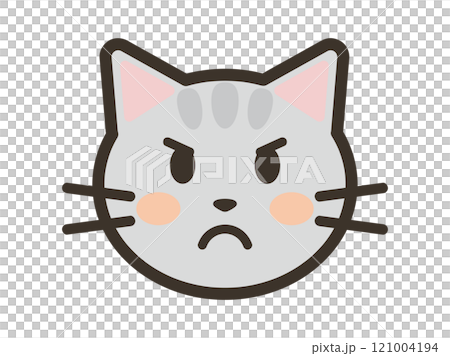 怒っているかわいいねこちゃんの顔アイコンイラスト 怒っているかわいいねこちゃんの顔アイコンイラスト 121004194