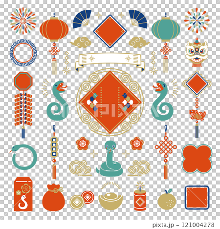 2025 snake and Chinese New Year illustration set 2025 snake and Chinese New Year illustration set 121004278