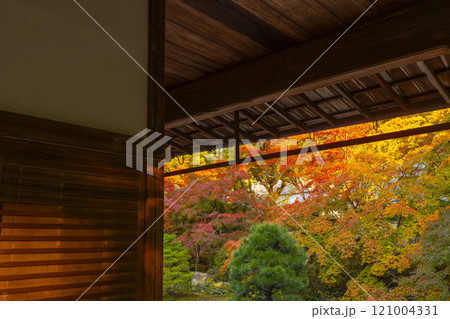 秋の京都　南禅寺天授庵　紅葉に包まれた東庭 121004331