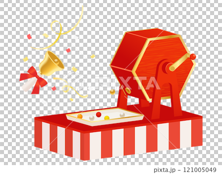 赤色のガラポン抽選器のイラスト 赤色のガラポン抽選器のイラスト 121005049