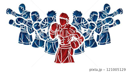 Group of Boxer Boxing Sport Male Fighting Mix Action Cartoon Graphic Vector Group of Boxer Boxing Sport Male Fighting Mix Action Cartoon Graphic Vector 121005129