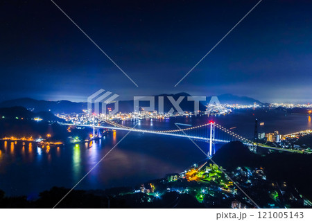 火の山山頂より望む関門海峡夜景 火の山山頂より望む関門海峡夜景 121005143