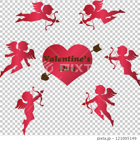 Valentine Valentine's Day Heart Cupid Angel Bow and Arrow Silhouette Illustration Valentine Valentine's Day Heart Cupid Angel Bow and Arrow Silhouette Illustration 121005149