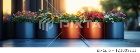 Road Flower Pot, Street Bed, Plant Boxes Modern City Floristry, Urban Flowerbeds Design, City Flowers Landscaping 121005213