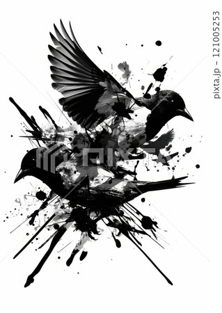 Bullfinches bird graffiti silhouette, animal grunge icon, spray wall art symbol, grafitti tag isolated 121005253