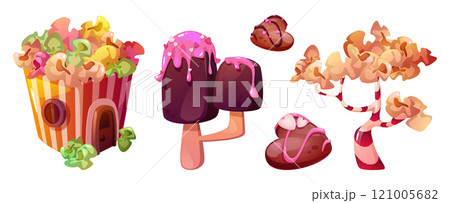 Candy land game ui landscape sugary elements 121005682
