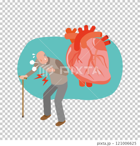 心臓に病気がある高齢男性 121006625