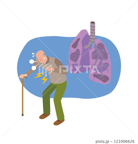 肺に病気がある高齢男性 121006626