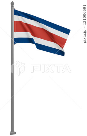 コスタリカ共和国のはためく国旗の3Dイラスト(正面) 121006691