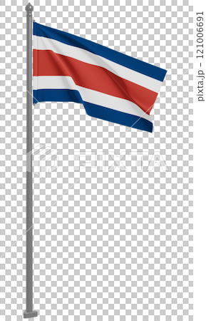 コスタリカ共和国のはためく国旗の3Dイラスト(正面) 121006691