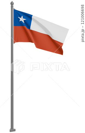 チリ共和国のはためく国旗の3Dイラスト(正面) チリ共和国のはためく国旗の3Dイラスト(正面) 121006698